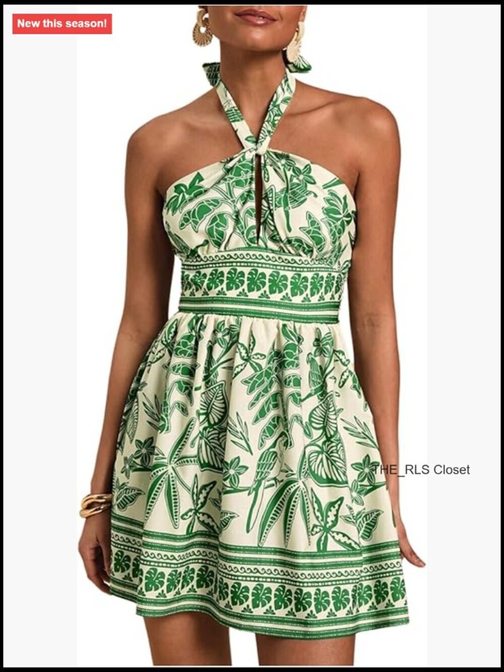 Tropical Halter Tie Backless Sundress A-Line Summer Dress